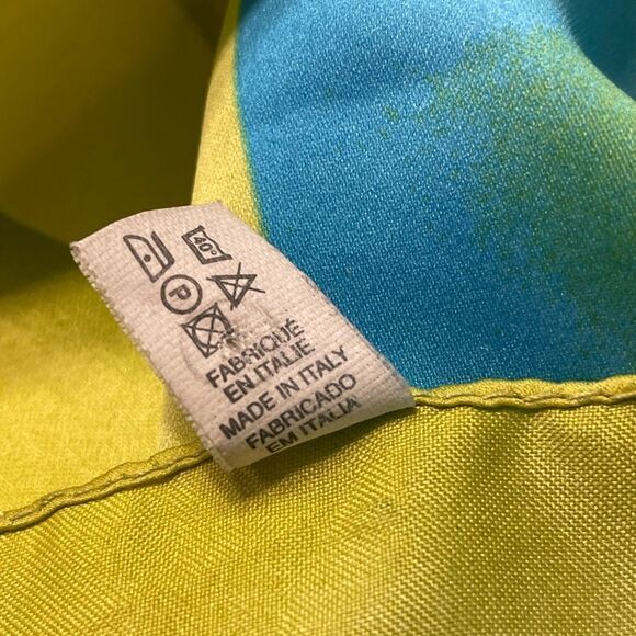 Floral Scarf Square Italy Blue Yellow - Picture 7 of 7